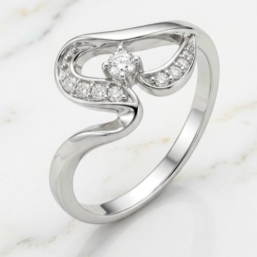 The Velvet Twist Sterling Silver Zirconia Diamonds Ring