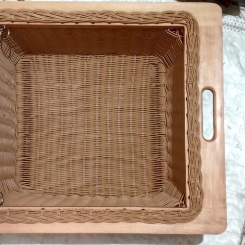 Square Wooden Frame Wicker Organizer