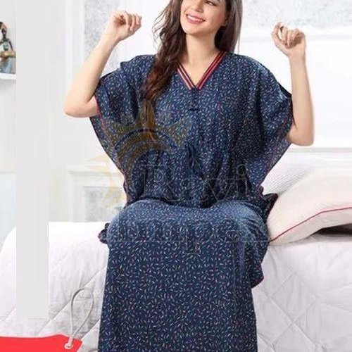 Blue Ladies Printed Night Gown