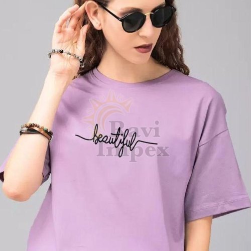Cotton Round Neck Ladies T-Shirt