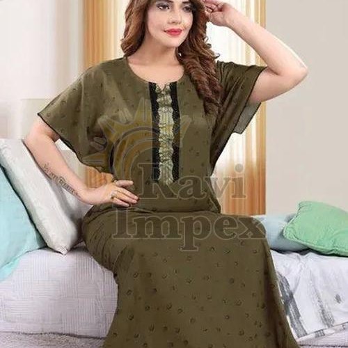 Green Printed Ladies Night Gown