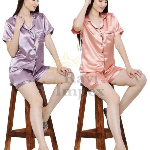Ladies Satin Shorts Night Set
