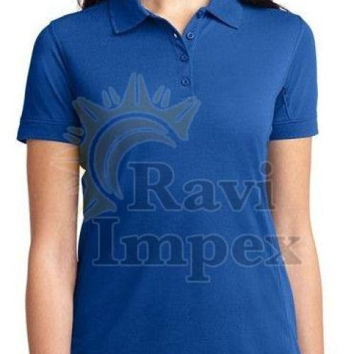 Plain Blue Ladies Polo T-Shirt