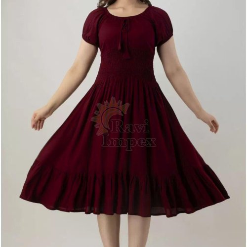 Plain Maroon One Piece Dress