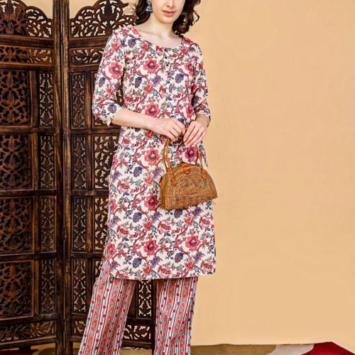 Printed Women Kurti Pant Set