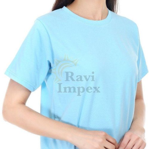 Sky Blue Plain Cotton Ladies T-Shirt