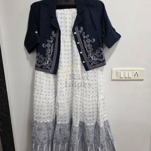 Women Block Printed Skirt Top Set
