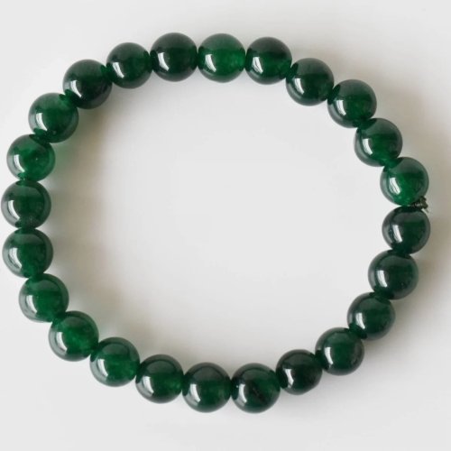 Green Jade Smooth Beaded Stretch Bracelet