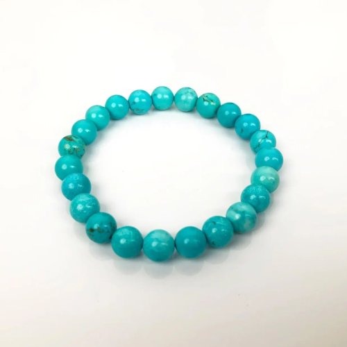 Turquoise Polished Beaded Stretch Bracelet