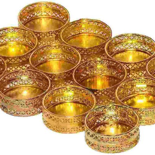 Decorative Golden Metal T-Light Candle Holder