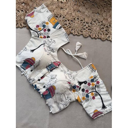Heavy Embroidery Cotton Padded Blouse