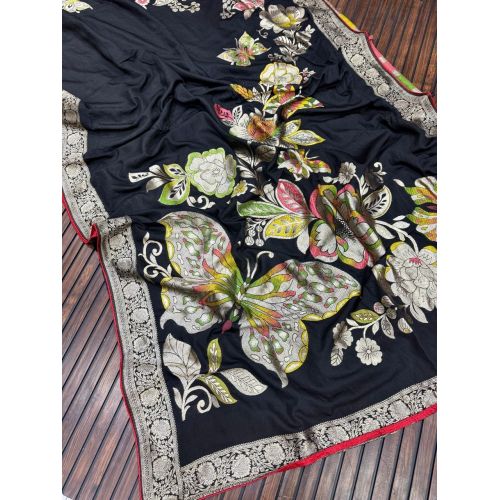 Pure Nylon Viscose Khadi Crepe Georgette Meenakari Sarees