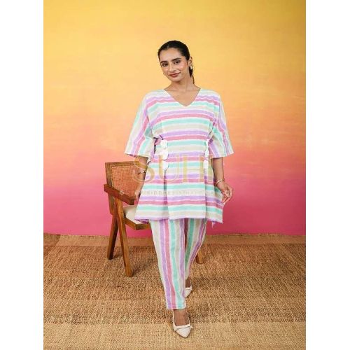 Satrangi Kaftaan Cotton Co-Ord Set
