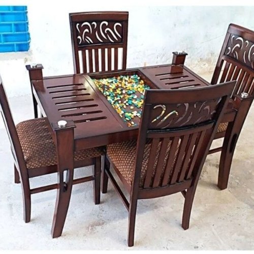 Artisan Bloom Sagwan Wood 4 Seater Designer Dining Set