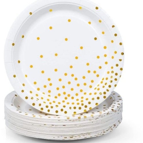 Disposable White Printed Paper Plate
