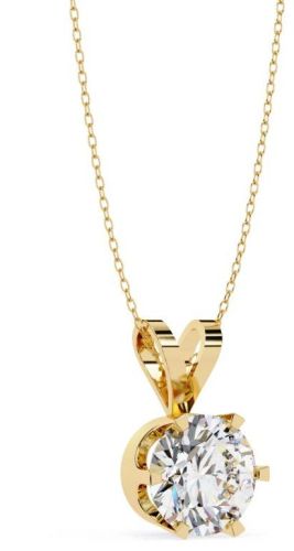14K Gold 2.00 Carat Round Cut Diamond Pendent