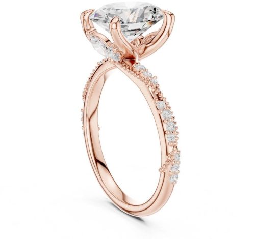 14K Rose Gold 2.5 Carat Oval Cut Diamond Ring