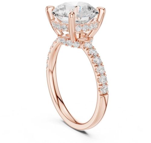 14K Rose Gold 4.00 Carat Round Cut Diamond Ring