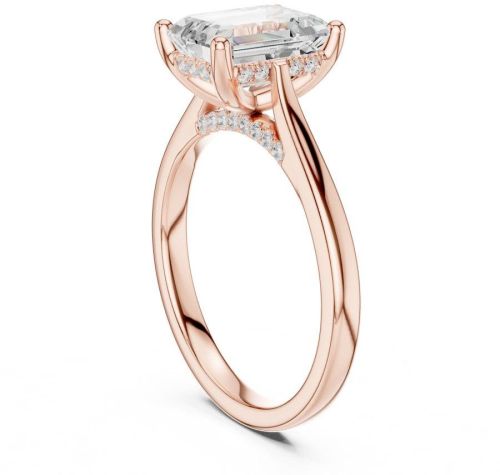 14K Solid Gold 0.15 Carat Emerald Cut Lab Grown Diamond Ring