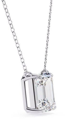 14K Solid Gold 1.00 Carat Emerald Cut Diamond Pendent