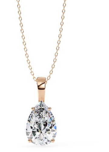 14K Solid Gold 2.00 Carat Pearl Cut Diamond Pendent