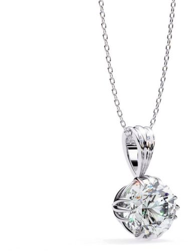 14K Solid Gold 2.00 Carat Round Cut Diamond Pendent