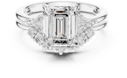 14K Solid Gold 2.50 Carat Emerald Cut Lab Grown Diamond Ring