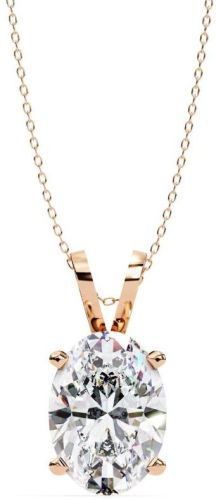 14K Solid Gold 2.50 Carat Oval Cut Diamond Pendent