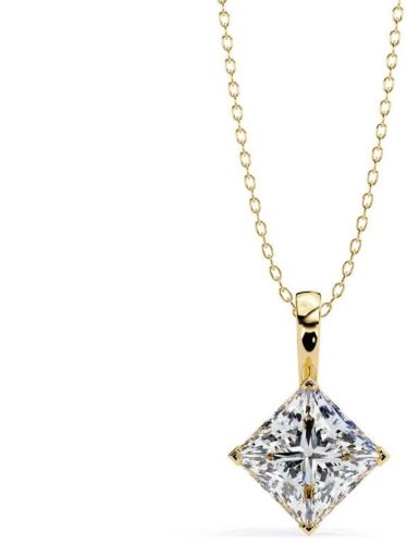 14K Solid Gold 2.50 Carat Princess Cut Diamond Pendent