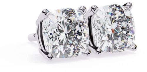 14K Solid Gold Cushion Cut Lab Grown Diamond Earring