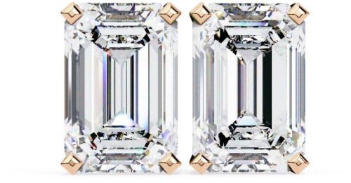14K Solid Gold Emerald Cut Lab Grown Diamond Earring
