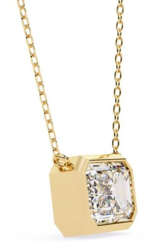 14k Solid Gold Emerald Cut Lab Grown Diamond Pendent