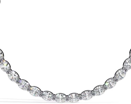 14k Solid Gold Oval Cut Diamond Necklace