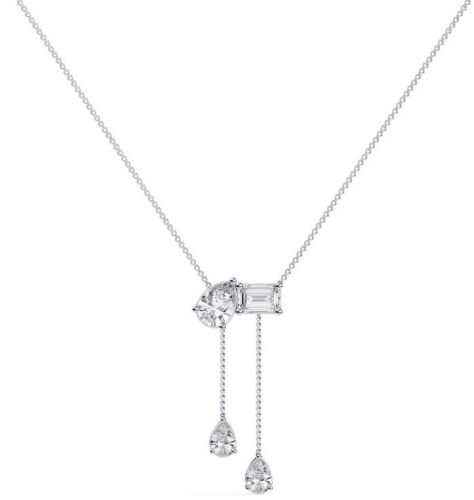 14K Solid Gold Pear Cut Lab Grown Diamond Necklace