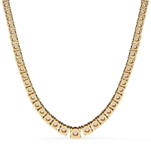 14k Solid Gold Round Cut Diamond Necklace