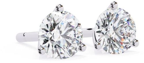 14K Solid Gold Round Cut Lab Grown Diamond Earring
