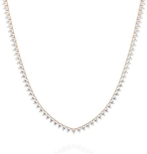 14K Solid Gold Round Cut Lab Grown Diamond Necklace