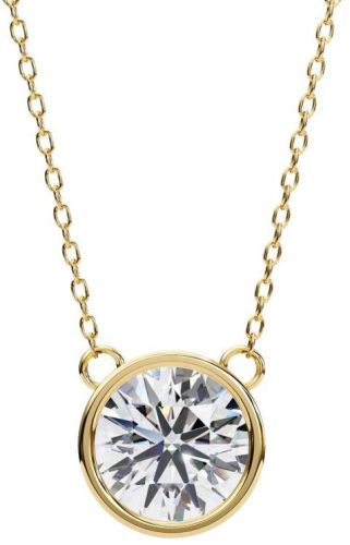 14k Solid Gold Round Cut Lab Grown Diamond Pendent