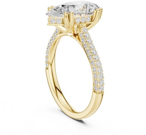 14K Yellow Gold 4.00 Carat Pear Cut Diamond Ring