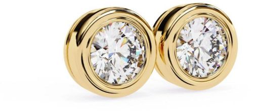 14K Yellow Gold Round Cut Lab Grown Diamond Earring