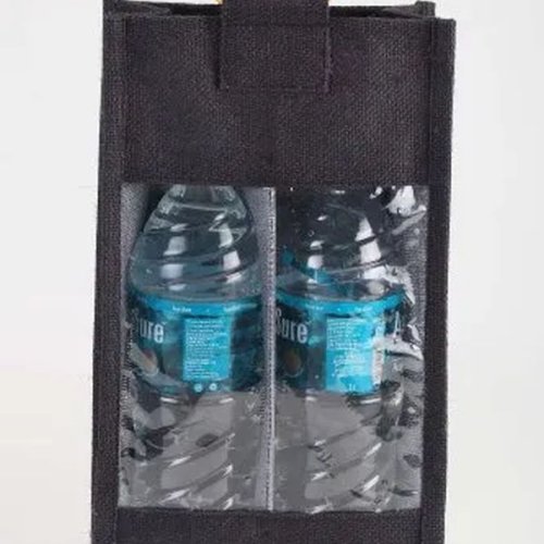 Black Jute Double Bottle Bag
