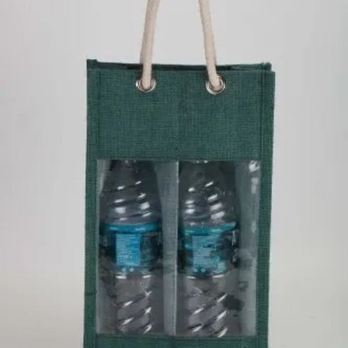 Green Jute Double Bottle Bag