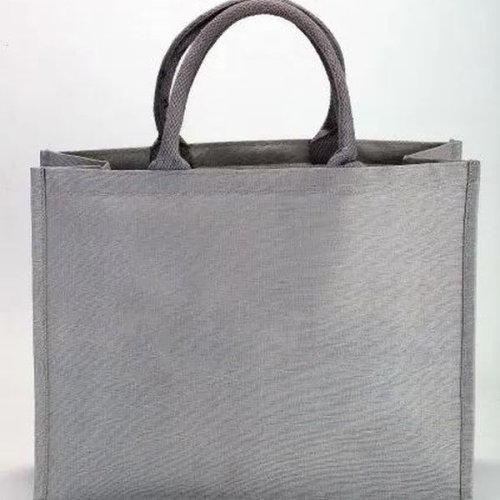 Grey Short Handle Jute Shopping Bag