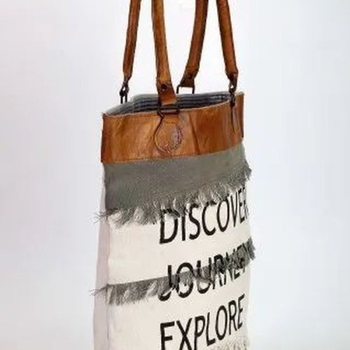 Leather Handle Promotional Shopping Bag