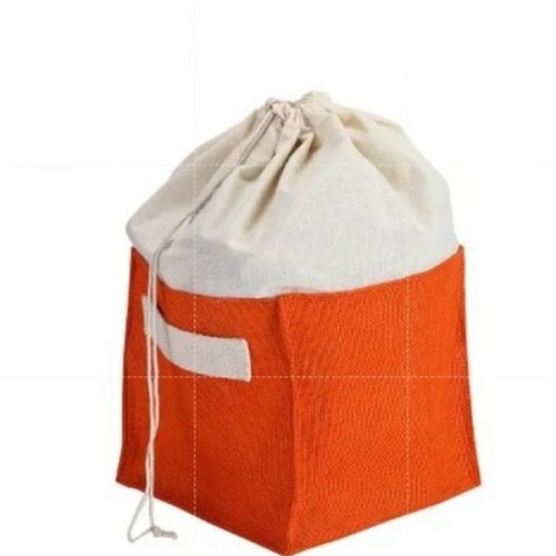Orange Jute Storage Bag