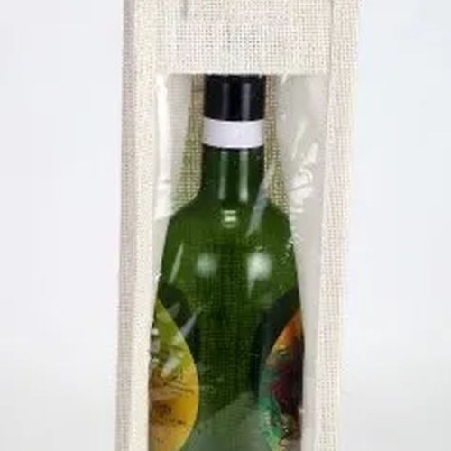 White Single Bottle Jute Bag