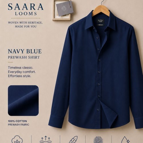 Mens Plain Navy Blue Shirt