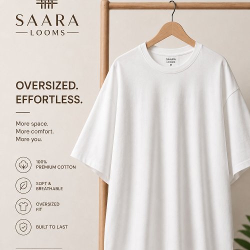 Mens White Oversized Round Neck T-Shirt