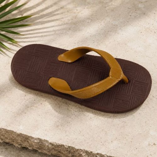 Brown Black Unisex Rubber Slipper