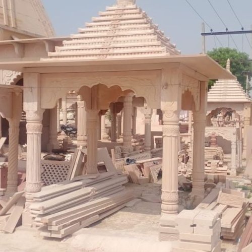 4x4 Feet Pink Stone Chhatri Temple